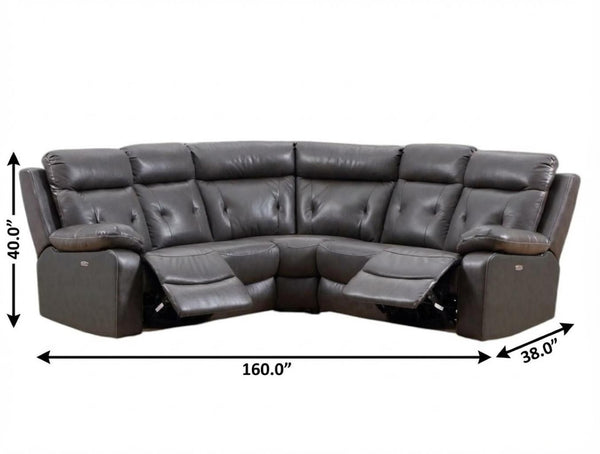 HomeRoots Dark Gray Power Reclining U-Shaped Sectional Sofa - Modern Design for Comfort & Style in Any Room 343955