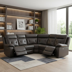 HomeRoots Dark Gray Power Reclining U-Shaped Sectional Sofa - Modern Design for Comfort & Style in Any Room 343955
