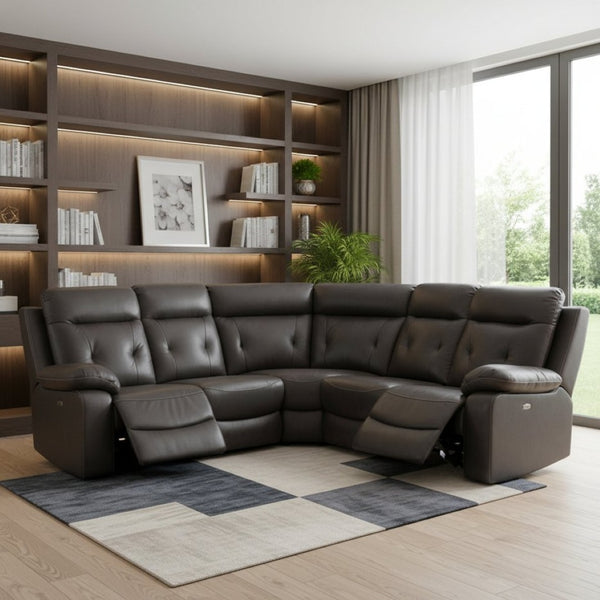 HomeRoots Dark Gray Power Reclining U-Shaped Sectional Sofa - Modern Design for Comfort & Style in Any Room 343955