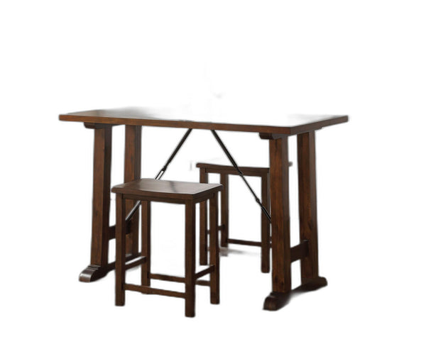 Homeroots 3 Piece Wooden Counter Height Set In Walnut And Black  Wood 343962