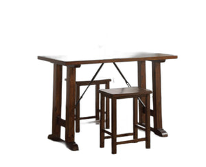 Homeroots 3 Piece Wooden Counter Height Set In Walnut And Black  Wood 343962