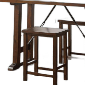 Homeroots 3 Piece Wooden Counter Height Set In Walnut And Black  Wood 343962