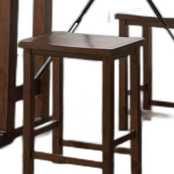 Homeroots 3 Piece Wooden Counter Height Set In Walnut And Black  Wood 343962