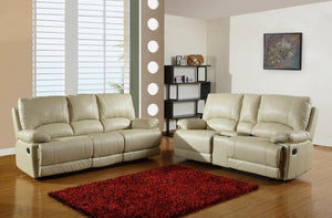 Homeroots Two Piece Indoor Beige Faux Leather Five Person Seating Set Beige  343975