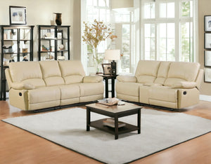 Homeroots Two Piece Indoor Beige Faux Leather Five Person Seating Set Beige  343975