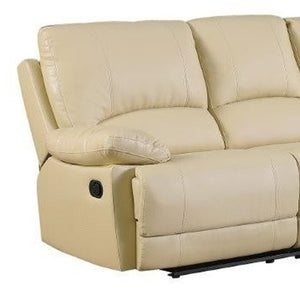 Homeroots Two Piece Indoor Beige Faux Leather Five Person Seating Set Beige  343975
