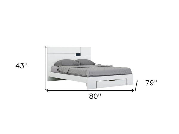HomeRoots Four Piece White Solid Wood Bedroom Set - Modern Design with Mirror for a Stylish, Durable Retreat 343980