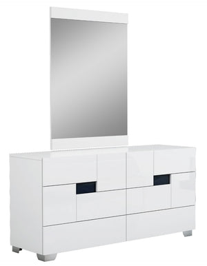 HomeRoots Four Piece White Solid Wood Bedroom Set - Modern Design with Mirror for a Stylish, Durable Retreat 343980