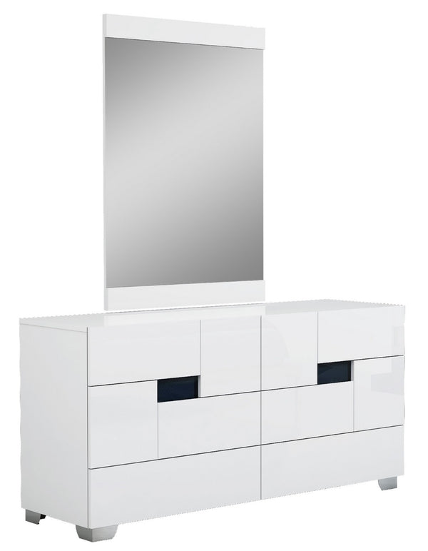 HomeRoots Four Piece White Solid Wood Bedroom Set - Modern Design with Mirror for a Stylish, Durable Retreat 343980