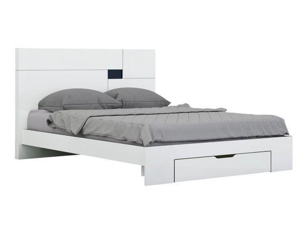 HomeRoots Four Piece White Solid Wood Bedroom Set - Modern Design with Mirror for a Stylish, Durable Retreat 343980