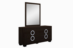 HomeRoots Four Piece Wood Brown Solid Wood Bedroom Set – Timeless Elegance with Dresser, Nightstand & Mirror 343982