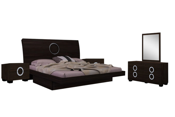 HomeRoots Four Piece Wood Brown Solid Wood Bedroom Set – Timeless Elegance with Dresser, Nightstand & Mirror 343982