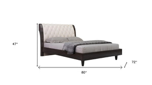 HomeRoots Four Piece Beige Bedroom Set with Mirror - Modern Solid Wood Furniture for Stylish Organization 343984