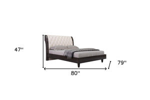 HomeRoots Four Piece Beige Solid Wood Bedroom Set – Modern Minimalist Style with Ample Storage and Mirror 343985