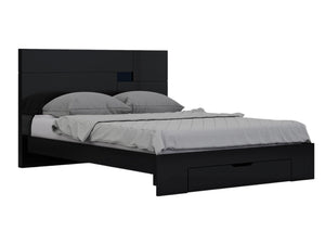 HomeRoots Four Piece Black Solid Wood Bedroom Set – Modern Minimalist Design with Ample Storage & Style 343986