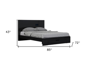HomeRoots Four Piece Black Solid Wood Bedroom Set – Modern Design with Mirror, Storage & Style for Your Home 343987