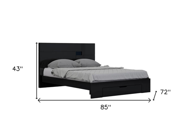 HomeRoots Four Piece Black Solid Wood Bedroom Set – Modern Design with Mirror, Storage & Style for Your Home 343987