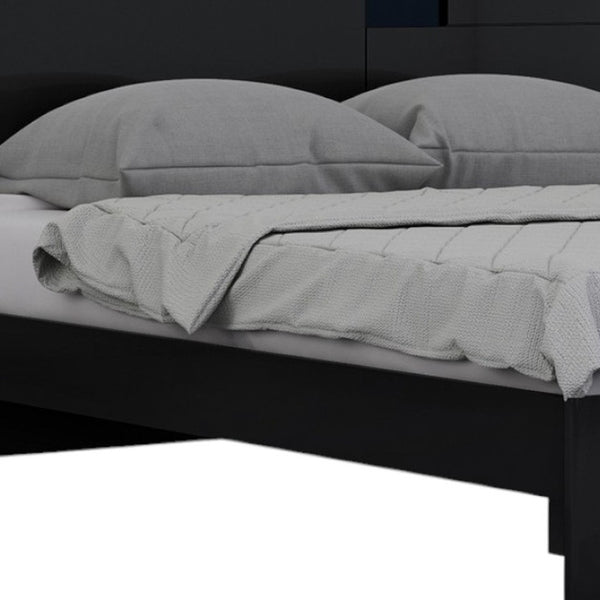 HomeRoots Four Piece Black Solid Wood Bedroom Set – Modern Design with Mirror, Storage & Style for Your Home 343987