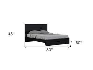 HomeRoots Four Piece Black Solid Wood Bedroom Set – Stylish Modern Design with Dresser, Mirror & Storage Solutions 343990