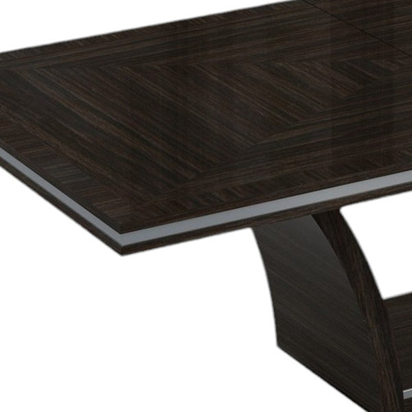 Homeroots 98" Dark Brown Solid Wood Self-storing Leaf Pedestal Base Dining Table   343994