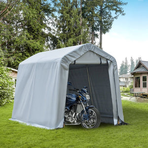 English Elm Outsunny Portable Galvanized Steel Carport with Uv Shield Pe Cover for Bikes and Tools W2225P200751