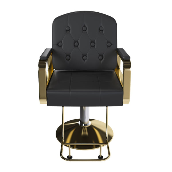 English Elm Hydraulic Salon Chair with Foot Pump Swivel Base Pu Leather Seat for Barber Tattoo Spa Black W2700P410952
