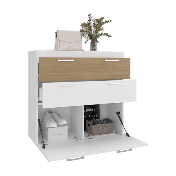 English Elm Belton Bedroom Dresser with Pull Out Drawers Drop Down Doors and Interior Shelving B200P445765