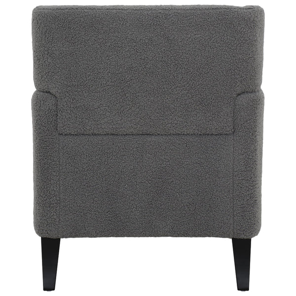 English Elm Christopher Knight Home® - Upholstered Teddy Fleece Armchair with Tufted Back, Contemporary Cozy Accent Seat for Living Room DARK GREY N763P193158R