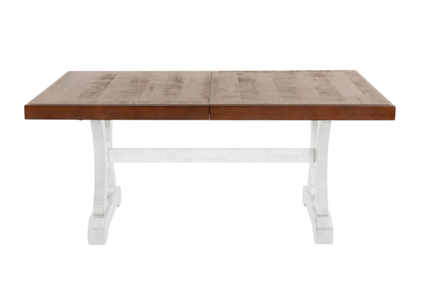 English Elm Formal Distressed Painted Wooden Rectangle Dining Table 68"+18" Leaf Classic Elegant 1pc Piece B011S01664