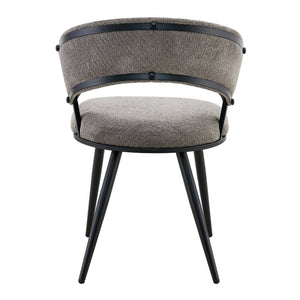 English Elm Set of 2 Chenille Tufted Dining Chairs with Metal Legs Modern Kitchen Seating Black,Gray W3875P370854