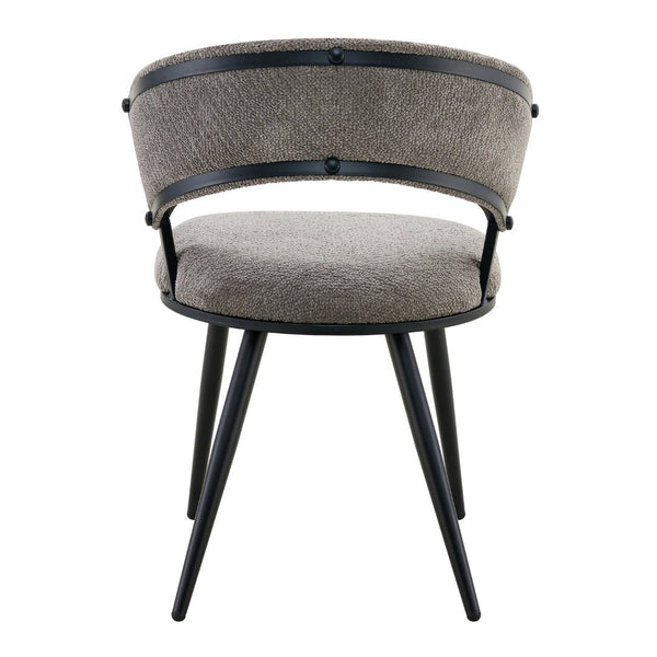 English Elm Set of 2 Chenille Tufted Dining Chairs with Metal Legs Modern Kitchen Seating Black,Gray W3875P370854