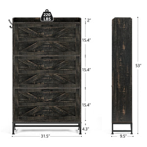 English Elm Shoe Organizer Cabinet with Anti-Tip Safety, Slim Entryway Storage Rack with Open Top Shelf for Keys and Decor Gray+Charcoal W2896P215175
