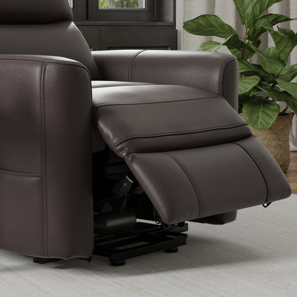 English Elm Faux Power Lift Chair with Premium Faux Leather, USB Charging, Side Pockets & Quiet Motor Recline Dark Brown B339P409526