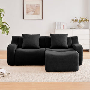 English Elm L-Shaped Teddy Fabric Sofa - Ergonomic 2-Seat Design, No Assembly, Cloud-Like Comfort For Any Room W714S01456