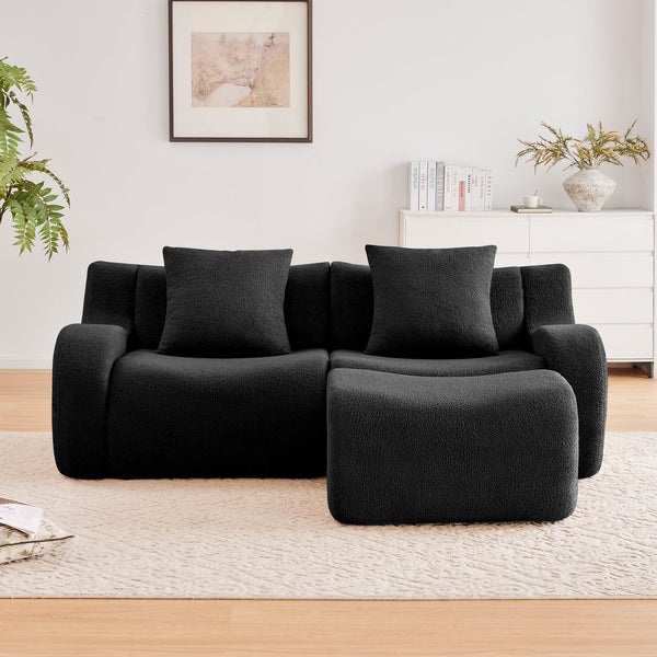 English Elm L-Shaped Teddy Fabric Sofa - Ergonomic 2-Seat Design, No Assembly, Cloud-Like Comfort For Any Room W714S01456