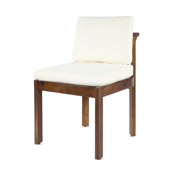 English Elm Acacia Wood Outdoor Dining Chairs Set of 2 Sculpted Patio Seating with Cushions Brown,Cream N768P373124B