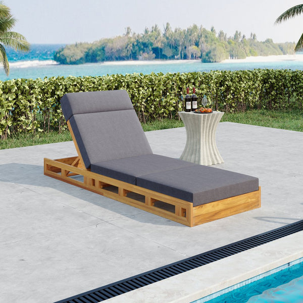 English Elm Christopher Knight Home® - Lounge Chaise Set With Adjustable Headrest - Durable Acacia Wood & Water-Resistant Cushions For Comfort N770P272405T_N770P285267G