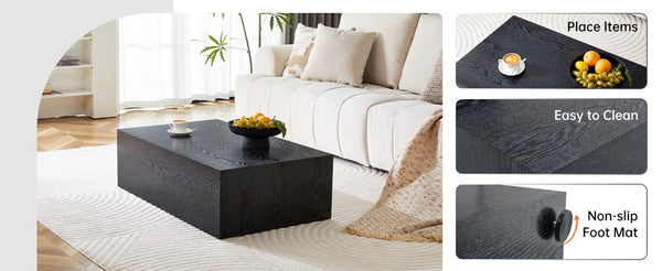 English Elm 39.3*23.6*11.8 Low Profile Mdf Coffee Table Black Wood Grain Finish Modern Living Room W1151P433600