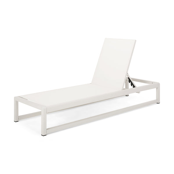 English Elm Christopher Knight Home® - MODESTA Chaise Lounge Set with Rust‑Resistant Aluminum Frame, Breathable Mesh, 5‑Position Adjustable Comfort White 62397.00WHIMP2
