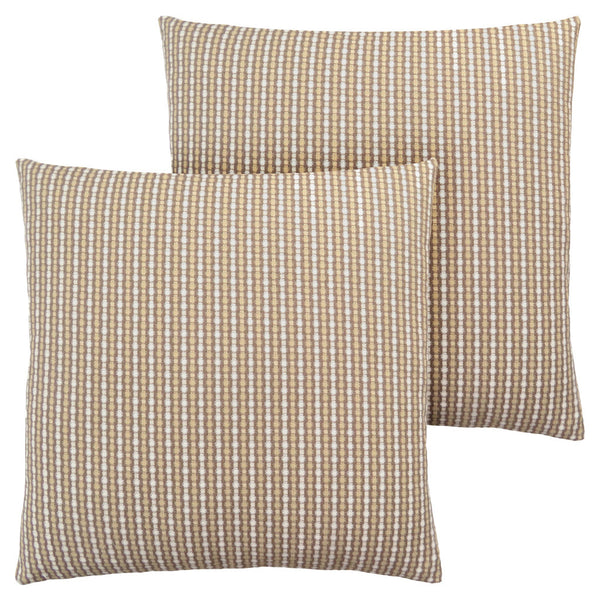 Homeroots Set Of Two 18" X 18" Taupe Polyester Striped Zippered Pillow Taupe  344100