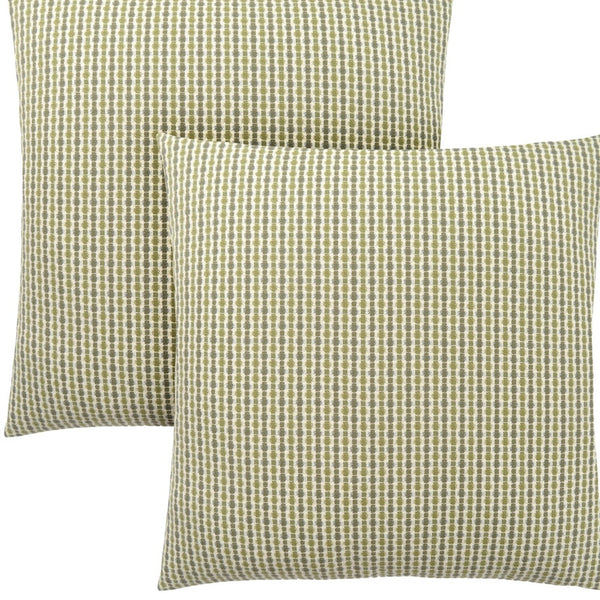 Homeroots Set Of Two 18" X 18" Green And White Polyester Striped Zippered Pillow Green  344102