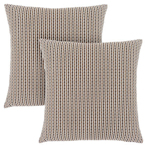 Homeroots Set Of Two 18" X 18" Brown And White Polyester Striped Zippered Pillow Brown  344105