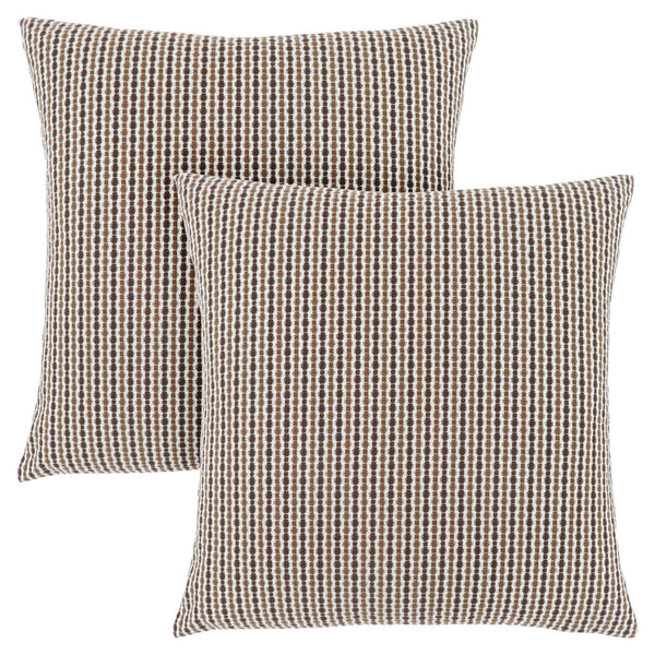 Homeroots Set Of Two 18" X 18" Brown And White Polyester Striped Zippered Pillow Brown  344105