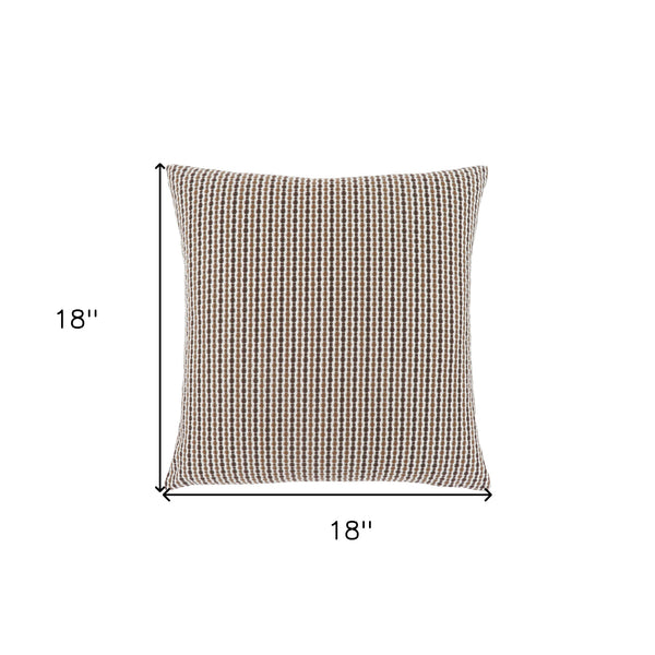 Homeroots Set Of Two 18" X 18" Brown And White Polyester Striped Zippered Pillow Brown  344105