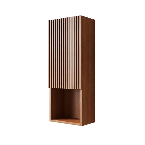 English Elm Mitch Wall Mounted Narrow Bathroom Cabinet Oak Woodgrain French Groove Door Storage W2615P376560