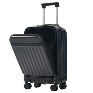 English Elm Front Access Hardside 3 Piece Travel Set with Usb Port Spinner Wheels and Tsa Lock Black N732P326130B