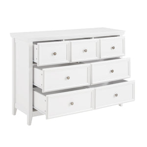 English Elm Modern 7 Drawers Dresser with Unique Feet, Smooth Glide Drawers and Metal Handles for Stylish Storage White W2275P149784
