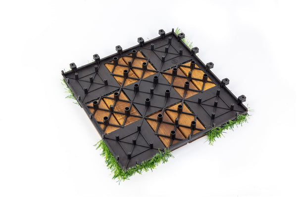 English Elm Acacia Wood Interlocking Deck Tiles Natural Grain Patio Balcony Floor 30 Pack T3656P456170