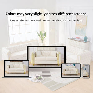 English Elm 63" Chesterfield Velvet Loveseat with Button Tufting Gold Legs Two Seat Living Room Sofa W3373S00080