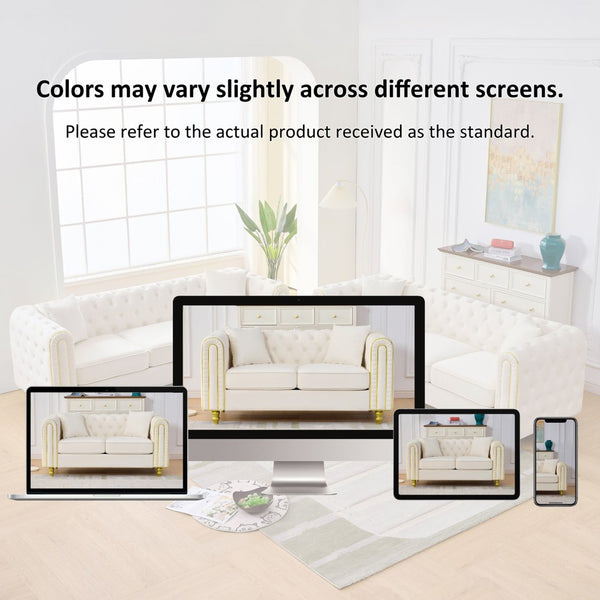 English Elm 63" Chesterfield Velvet Loveseat with Button Tufting Gold Legs Two Seat Living Room Sofa W3373S00080